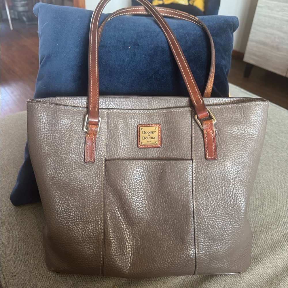 Dooney & Bourke Gray Pebbled Leather Small Lexington Tote